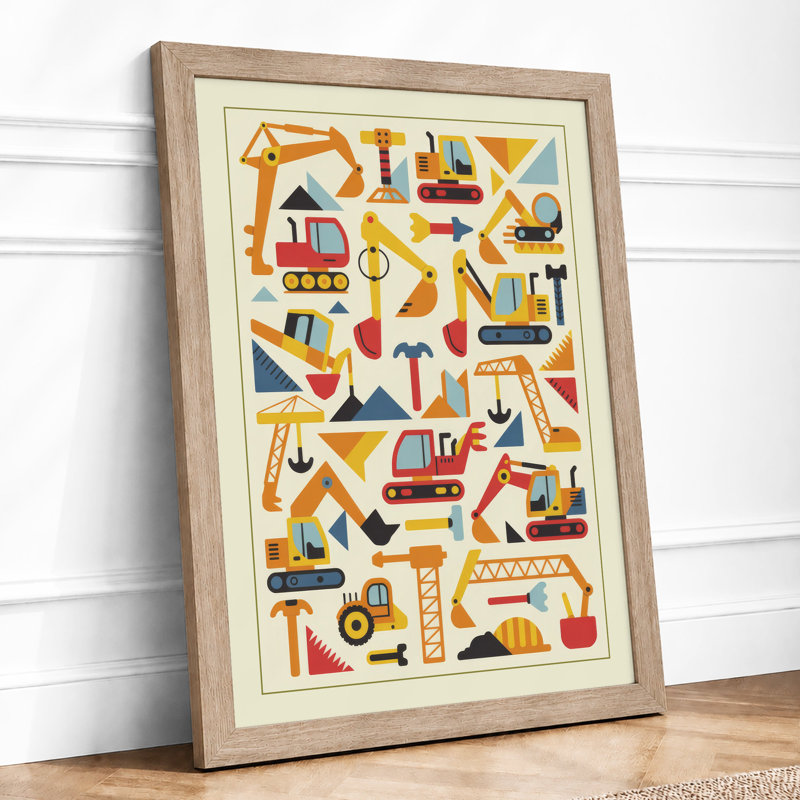 Industrial Tools Grid Geometric - Framed Print, A3 - 42.0 x 29.7 cm, Oak