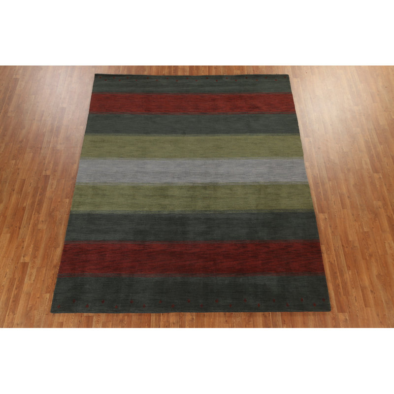 Tapis oriental rayé Gabbeh 8 x 10