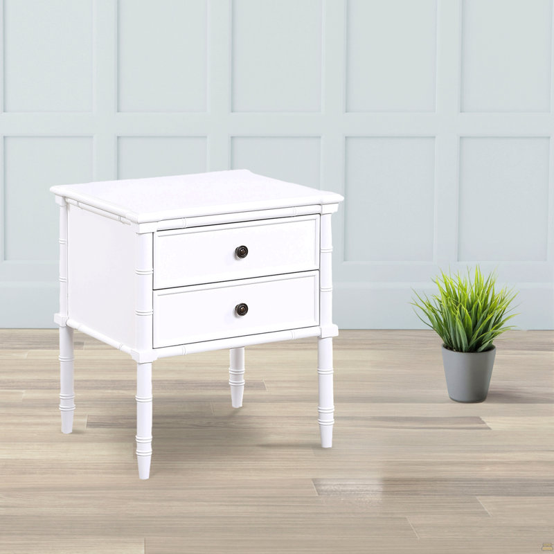 Emmett 2 Drawer Nightstand - White, White