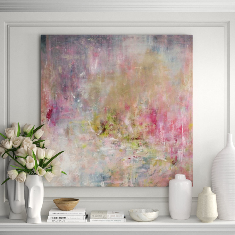Blush Garden Painting by Beverly Fuller, Glass Coat, 36" H x 36" W