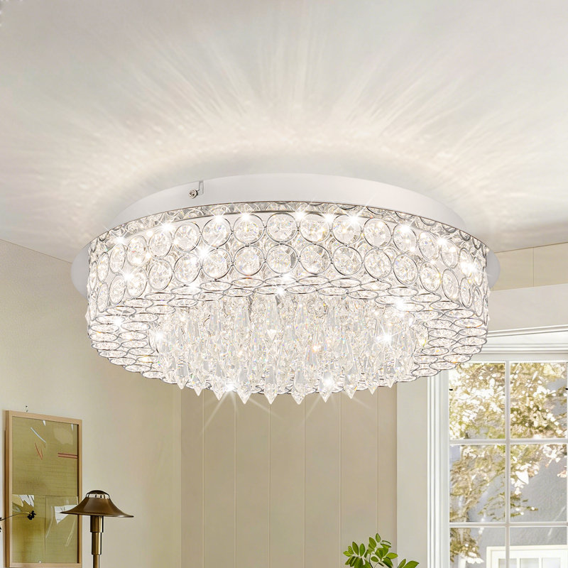 Plafonnier en cristal simple encastré à intensité variable pour chambre à coucher