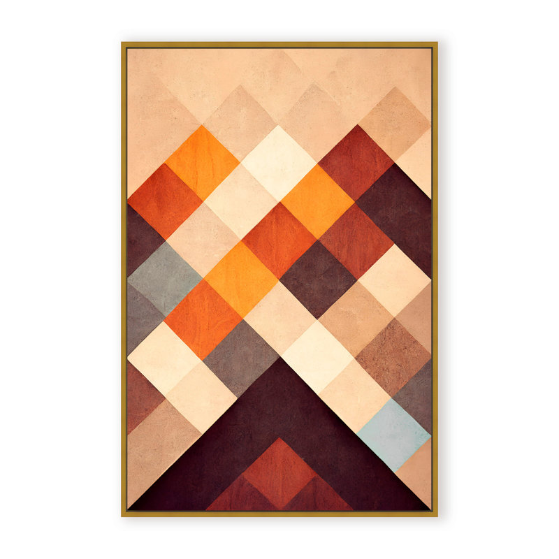 Abstract The Pyramid by  - Picture Frame Graphic Art on Paper, 24" H x 16" W x 1.125" D, Framed Matted Print, Brown