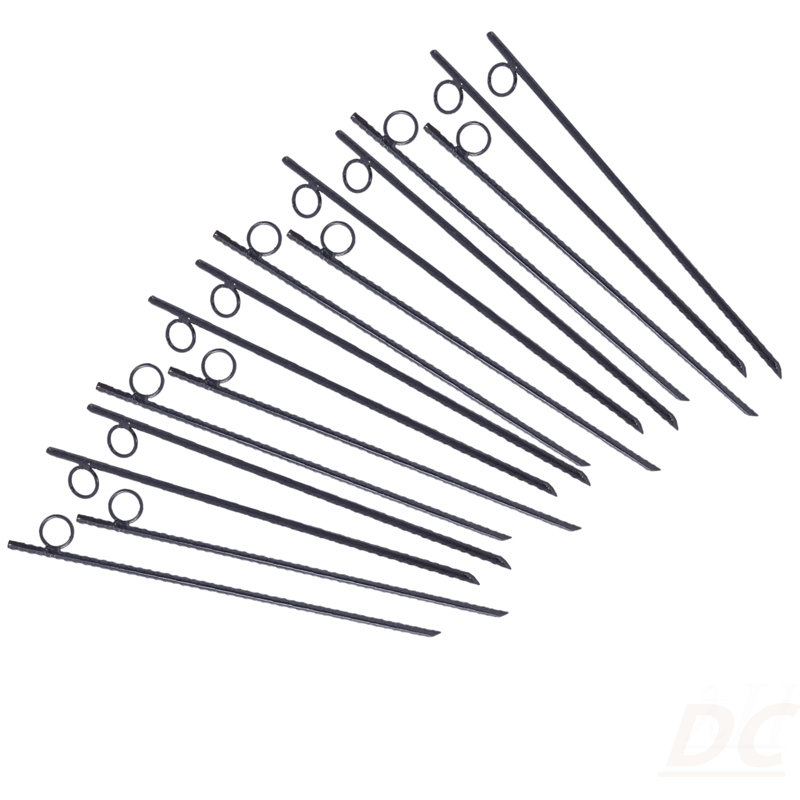 Piquet d'armature avec boucle 16Pcs Grip Rebar 3/8 x 18 pouces en acier robuste et durable avec piquets de tente avec extrémités en angle et boucles de 1 pouce pour les terrains de camping et les abris