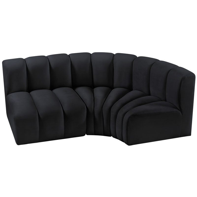 Holdren Upholstered Sofa & Chaise, Black Velvet
