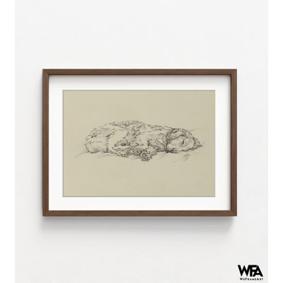 Sleeping Dog Drawing Print, Framed Doggo Wall Art, Cute Pet Print, Dog Owner Gift Print, Animal Drawing Print, Framed Wall Art