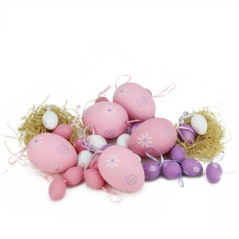 Ensemble de 29 ornements de Pâques en forme de pastel rose et mauve 29 pièces 3,25 "