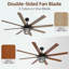Modern 66 Inch Ceiling Fan With 6 Speed Wind 8 Blades Remote Control Reversible DC Motor With Light