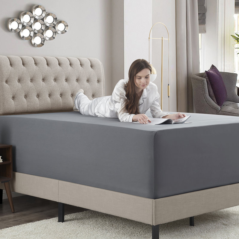 Empyrean Bedding Extra Deep Pocket Solid Fitted Sheet, California King Fitted Sheet, Gray