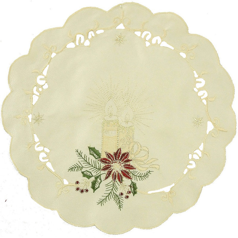 Napperon 12" golden lueur brodée nappe