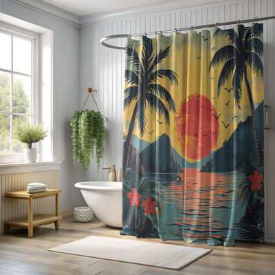 Rideau de douche standard 1 pièce Classic Island Sunset