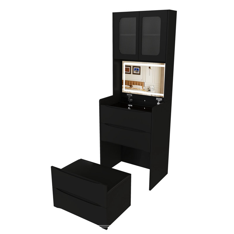 Koa Vanity with Mirror and Seat