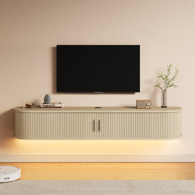 Floating TV Stand With RGB Lights, Wall Mounted TV Shelf