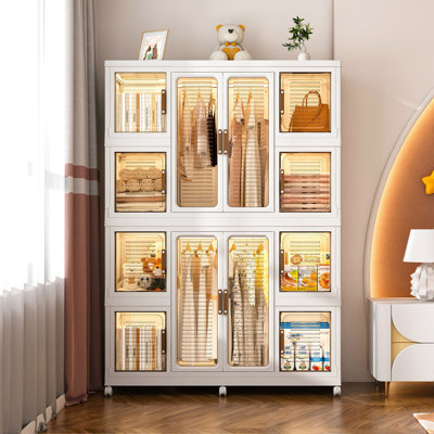 Organisateur de garde-robe portable pour vêtements, commode, armoire de rangement pour bébé, blanc
