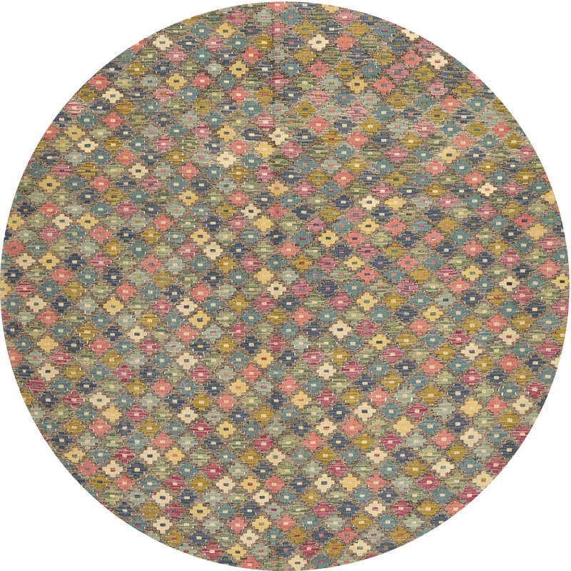 Tapis abstrait gris / orange, Rond 7 pi