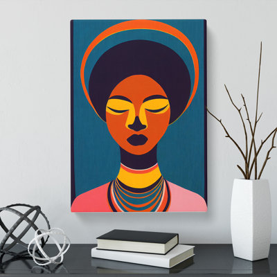 African Woman Abstract Silhouette - Wrapped Canvas