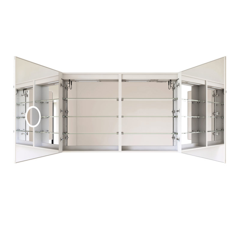 Pharmacie X32 pouces avec miroir, montage en surface ou encastré en aluminium, grand espace de rangement pour la salle de bain