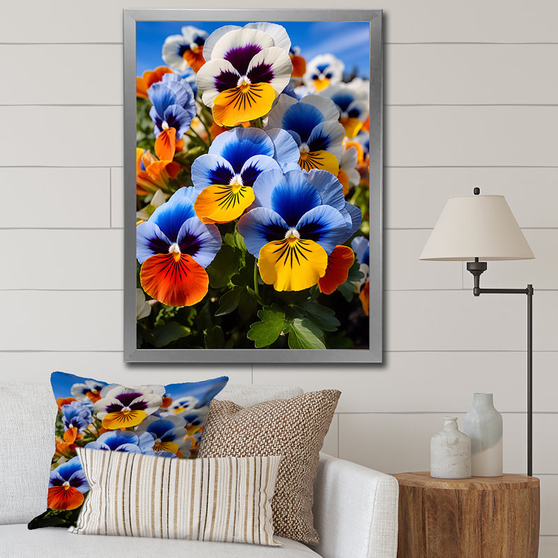 «Pansies Vibrant Pansies» sur toile, Cadre photo argenté, H 32 po x l 24 po x P 1 po
