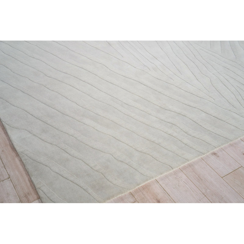 Tempo Wool Abstract Area Rug in Light Silver, Rectangle 10' x 14'