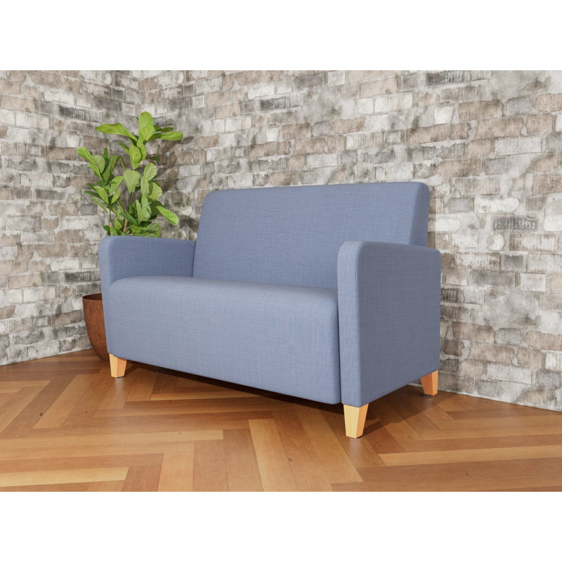 Causeuse de réception Ravenna, Bois naturel, Chambray bleu marine clair