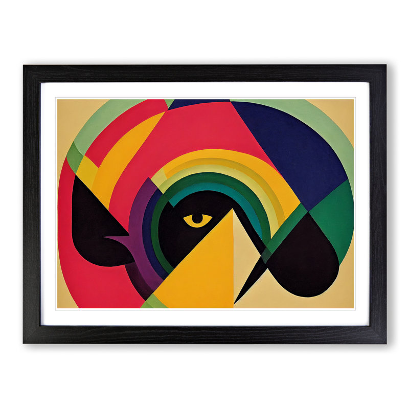 Striking Modern Abstract Art - Single Picture Frame Print, 25cm H x 34cm W x 2cm D, Black