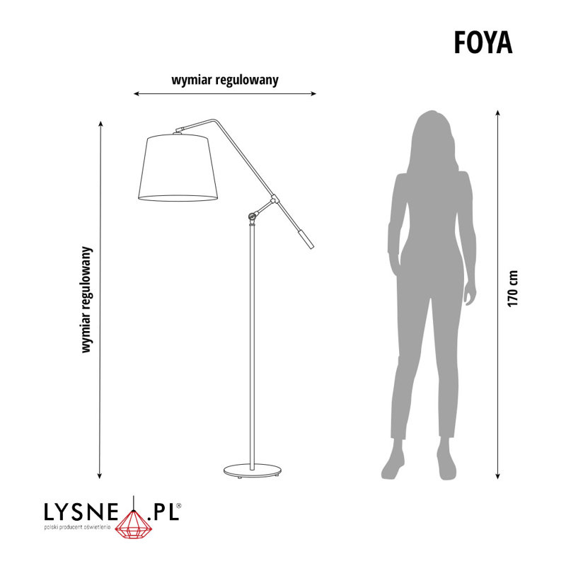 Lubens 170cm Task Floor Lamp, Chrome, Navy