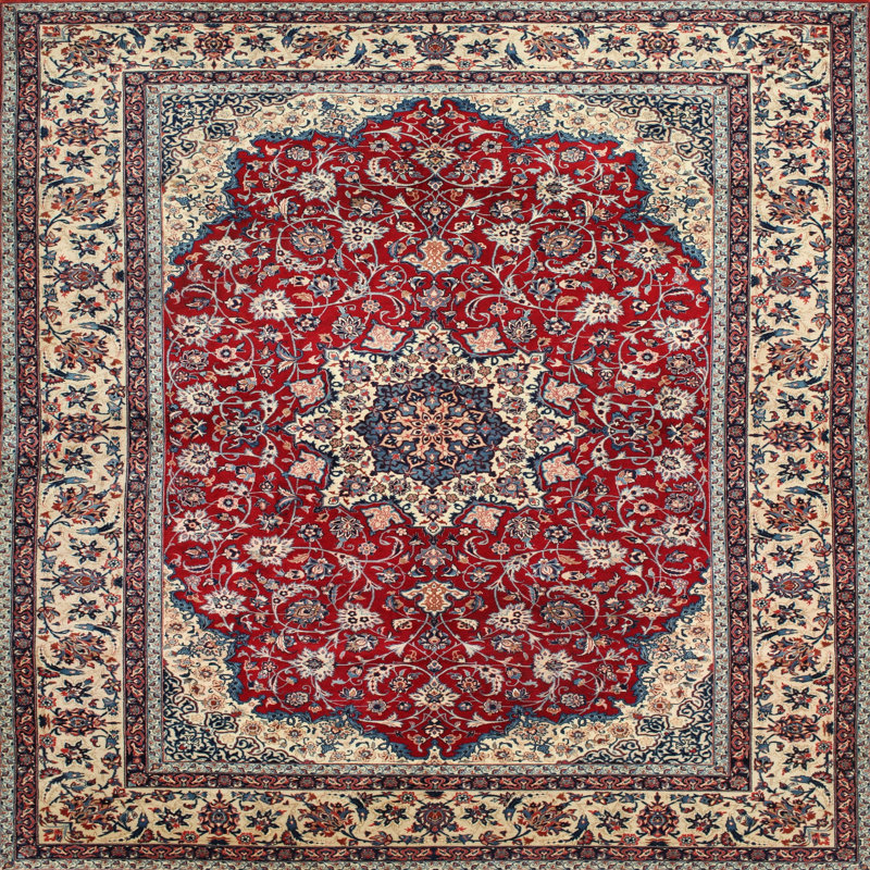 Tapis traditionnel rouge / brun Edwa, Rectangle 5 pi x 7 pi