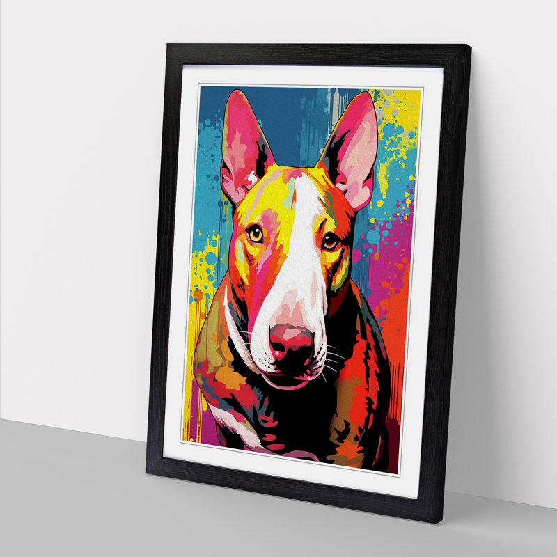 English Bull Terrier Pop Art - Framed Print, 46cm H x 34cm W, Black Framed