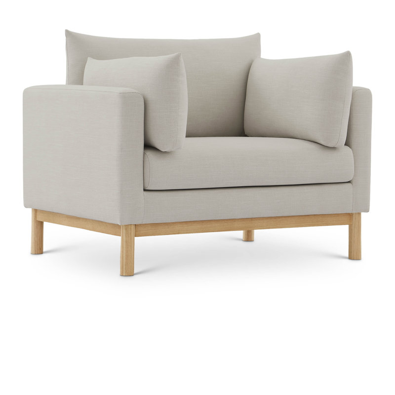 Langham Sellars 44" W  Linen Textured Fabric Chair, Beige Linen Textured Fabric