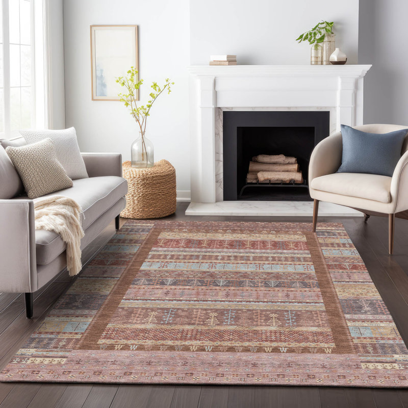 Machine Washable Indoor/Outdoor Meredith ACN2160 Striped Rug, Rectangle 10 pi x 14 pi