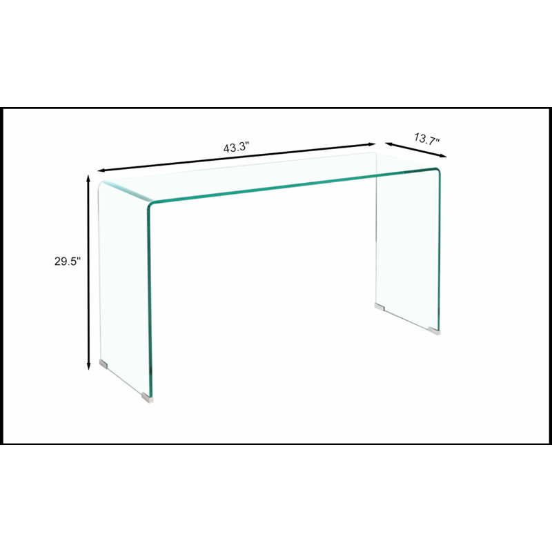 Console transparente en verre trempé avec bords arrondis, parfaite pour la vie moderne et peu encombrante.