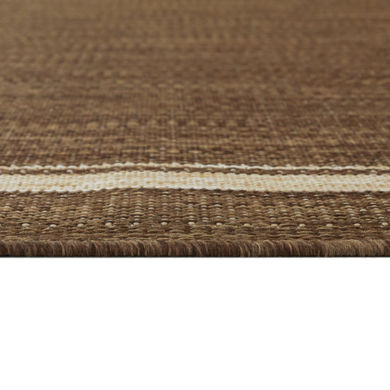 Wyrick Brown Border Patio Indoor/Outdoor Area Rug, Rectangle 8'9" x 12'