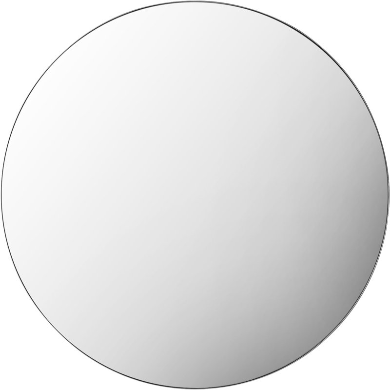 Aguon Metal Flat Wall Mirror, Silver, 60" x  0.4" , Round