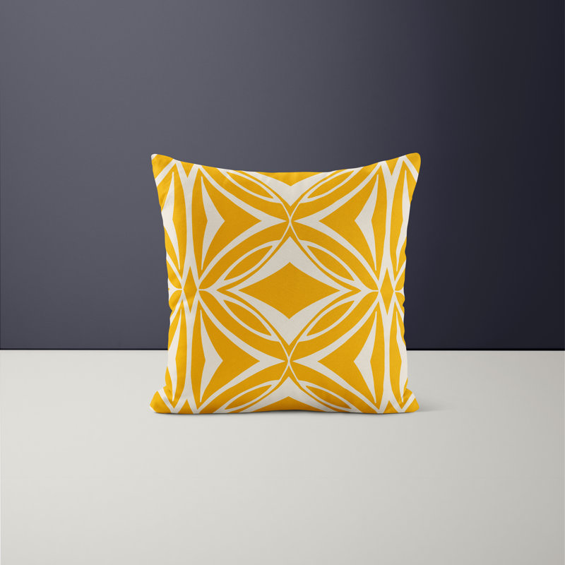 Jeté carré en polyester intérieur / extérieur, L 19 po x H 19 po, Jaune