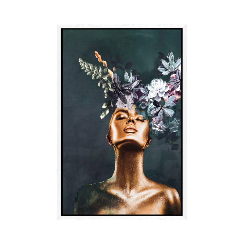 Gold Couture II - Print on Canvas, 66.04cm H x 45.72cm W x 3.81cm D, White Framed