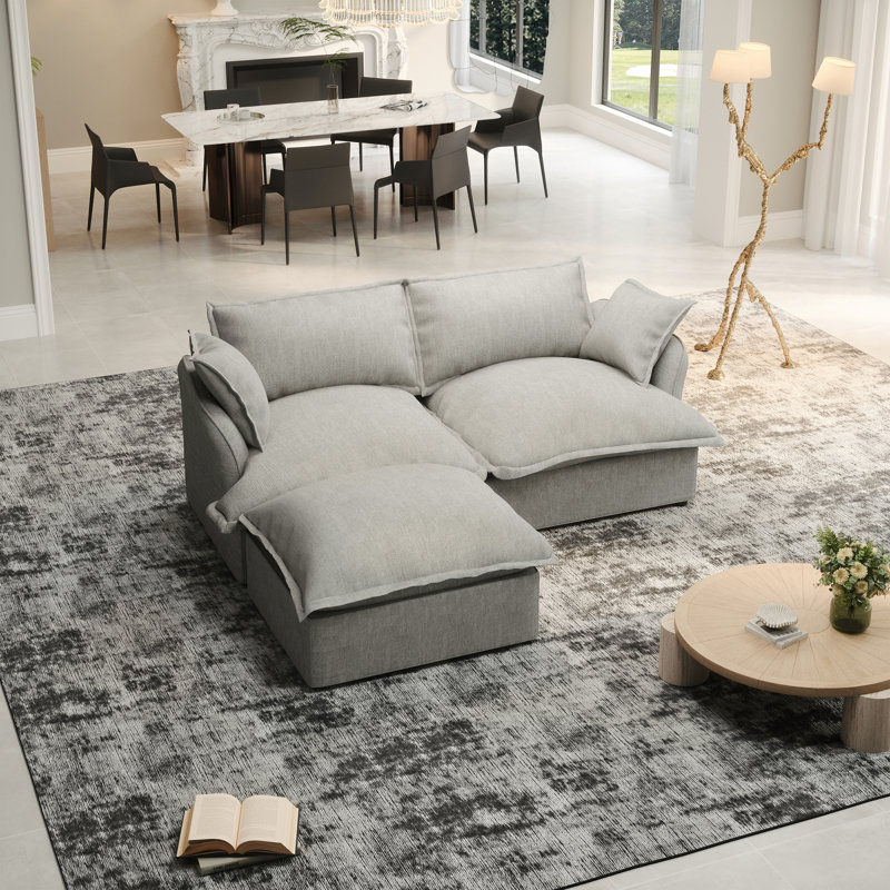 Rinny 82'' Upholstered Sofa, Cloud Sofa, Modular Sectional Sofa L-shape Couch for Living Room, Gray