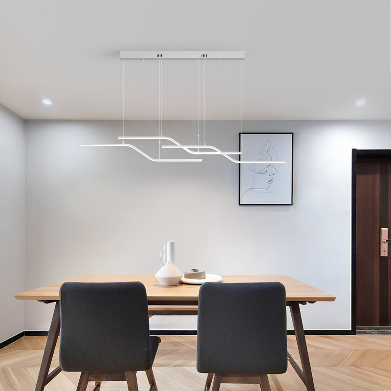 Luminaire suspendu linéaire à 3 lumières pour îlot de cuisine Lorisa, Blanc