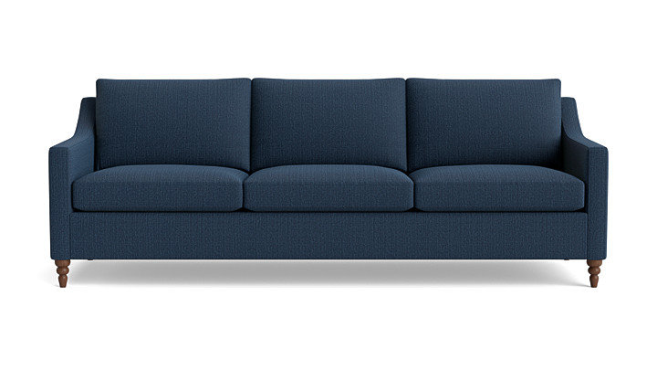 Vera Sofa (95"), Walnut Finish (Turned), Performance Weave - Navy