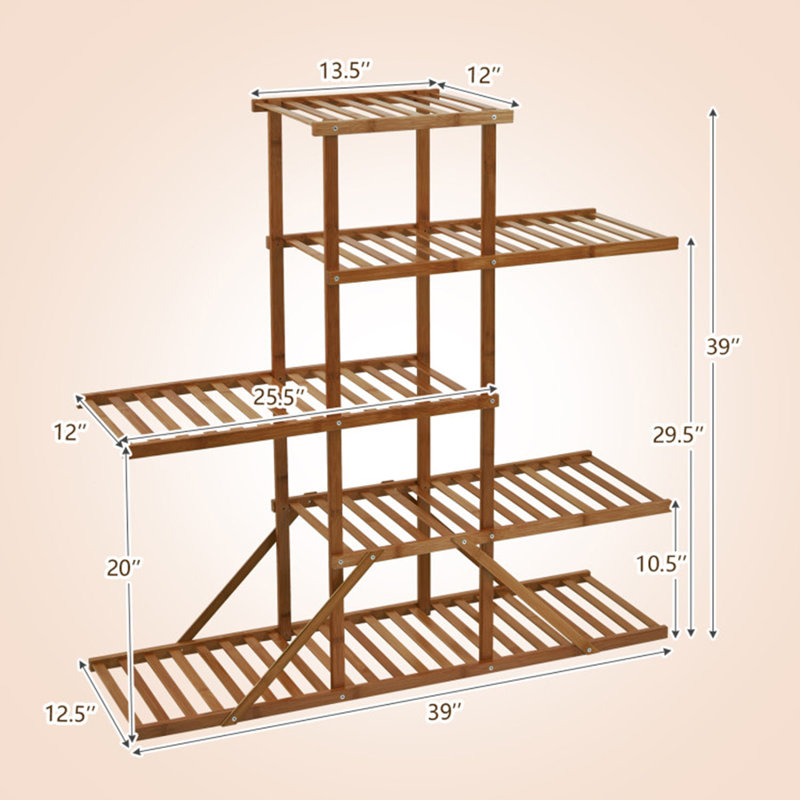 5-Layer 10-Potted Plant Stand, Brun