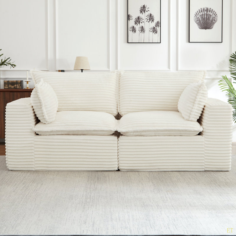 Causeuse, canapé modulaire désossé pour le salon, canapé modulaire moderne surdimensionné, White