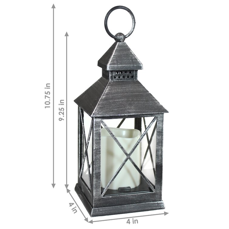 Better Homes & Gardens Decorative Black Metal Battery Operated Outdoor  Lantern with Removable LED Candle 12inH 