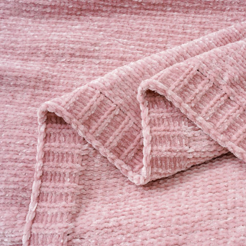 Jeté en chenille pour canapé, douillette douillette pour canapé, 51 po x 67 po, Rose