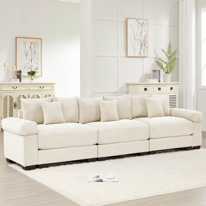 Canapé modulaire surdimensionné en velours côtelé de 130 po, Beige