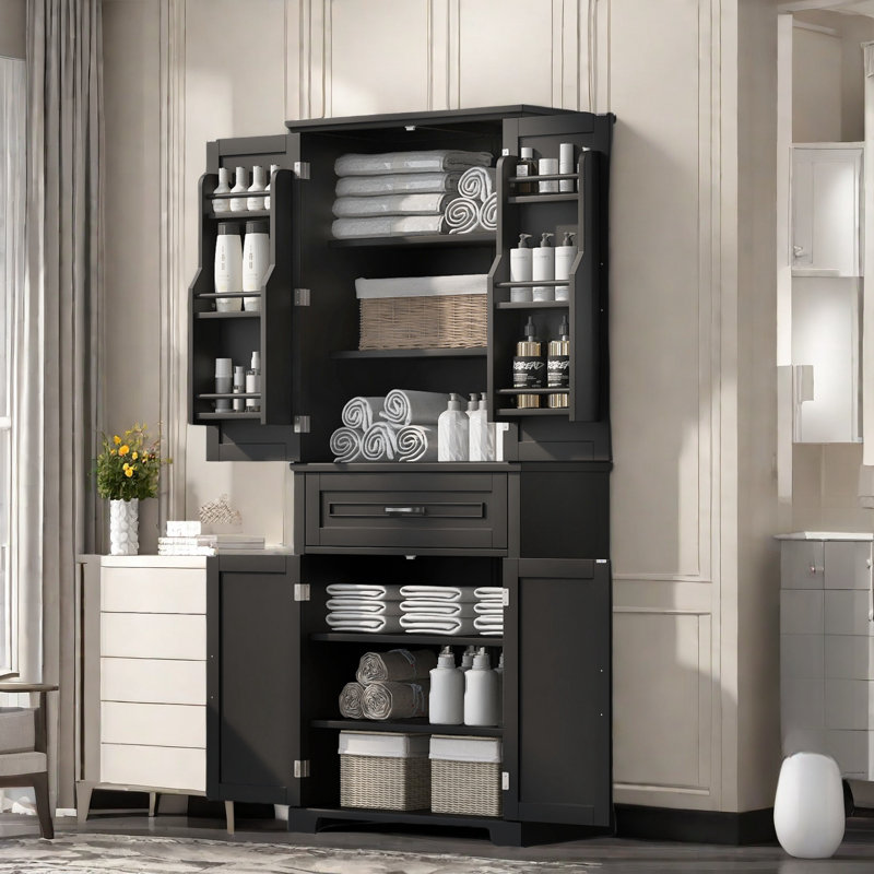 Armoire de rangement pour salle de bain avec tablette réglable et tiroir