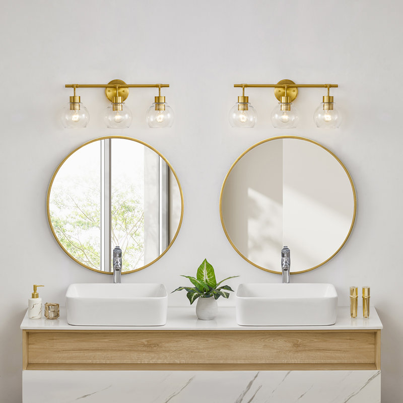 Northglenn Modern Dimmable Bathroom Vanity Light, Antique Brass, 3 Lights