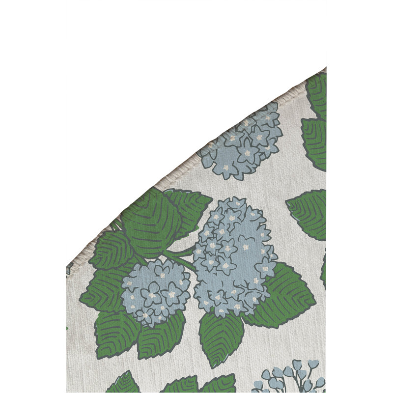 Hydrangea Non Slip Outdoor Rug, Round 5'