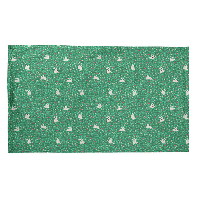 Serviette de lapin lapin à motif lapin, Sergé de coton, Vert / Rouge