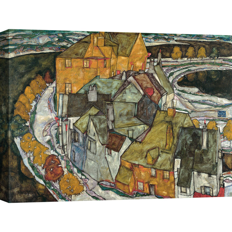 Crescent of Houses II, Island Town by Egon Schiele - 1 Piece Wrapped Canvas Wall Art, 60cm H x 80cm W x 4cm D