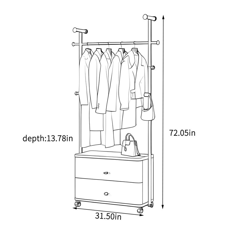 Compact Multi-Functional Wardrobe, Black