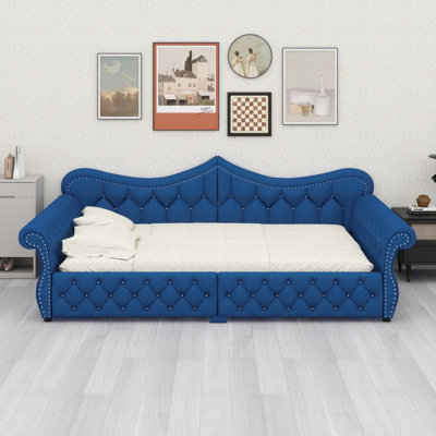 Contemporary Upholstered Daybed Featuring Ambient LED and Decorative Studs