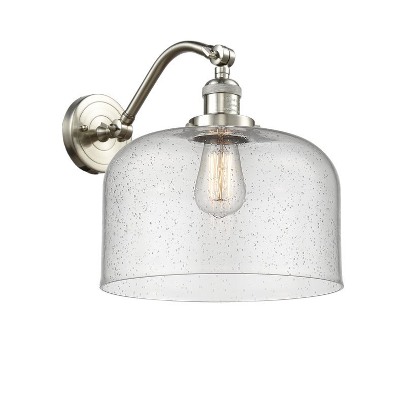 Applique murale 1 lumière 12 po Bell, Ampoule à DEL rétro de 6 watts, Grainé, Nickel satiné brossé